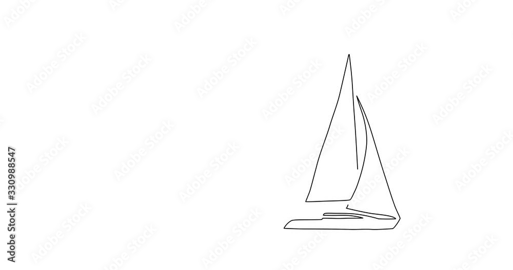 Sailboat line drawing, animated illustration design. Transport collection. Sailboat line drawing, animated illustration design. Transport collection.