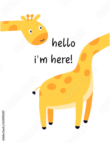 Hand drawing print design. Giraffe  vector illustration .
