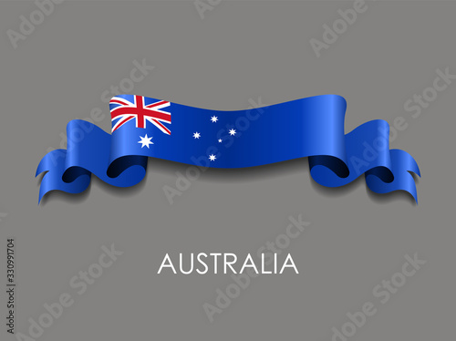 Australian flag wavy ribbon background. Vector illustration.
