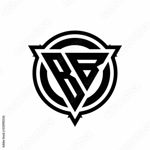BB logo with triangle shape and circle with outline rounded design template