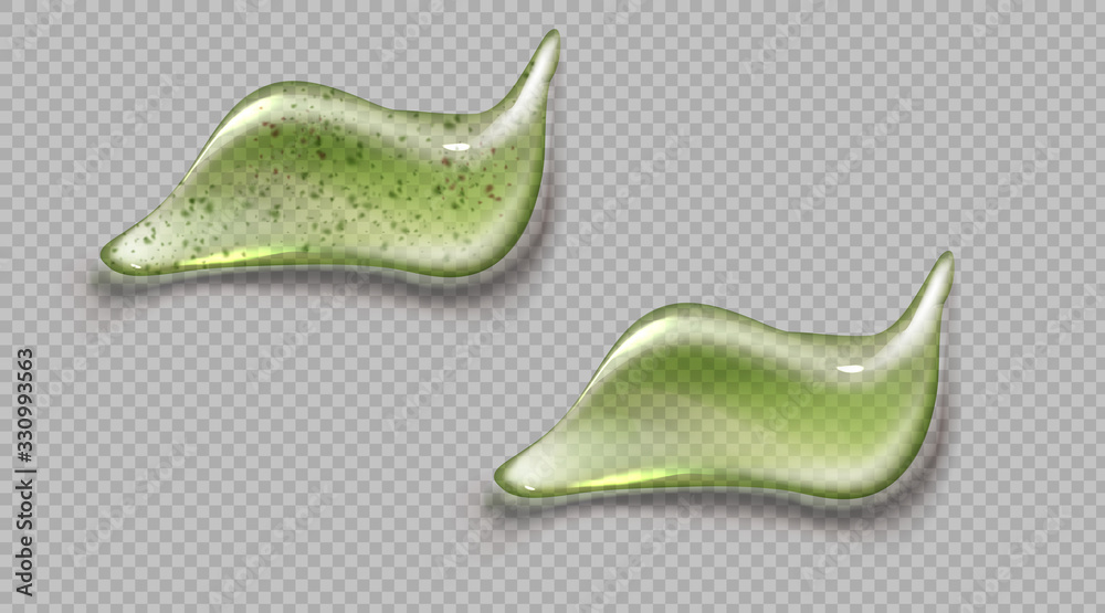 Cosmetic cream and scrub smear realistic set of vector illustrations. Gel, scrub with small particles and grains, cosmetic face mask or serum texture smudge swatch isolated on transparent background Cosmetic cream and scrub smear realistic set of vector illustrations. Gel, scrub with small particles and grains, cosmetic face mask or serum texture smudge swatch isolated on transparent background