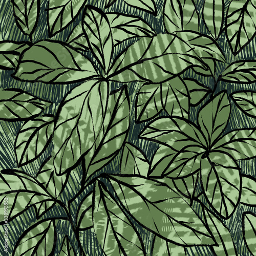 Shade of green leaves background