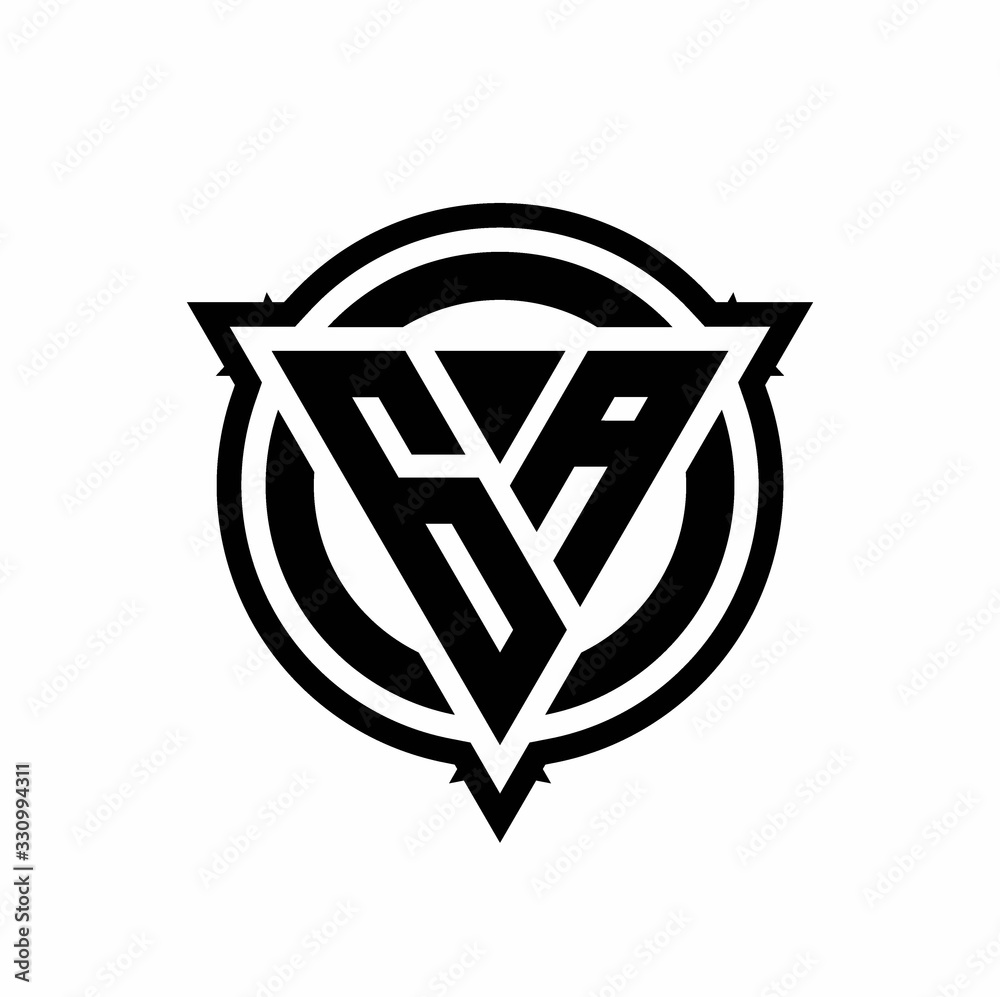 GA logo with triangle shape and circle with outline rounded design template GA logo with triangle shape and circle with outline rounded design template