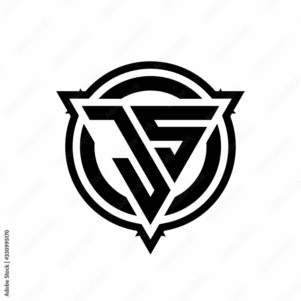 JS logo with triangle shape and circle with outline rounded design template JS logo with triangle shape and circle with outline rounded design template