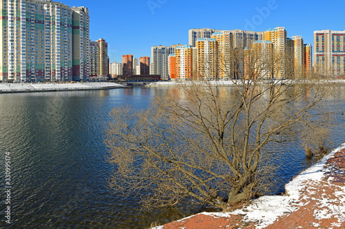 Banks of Moscow river in early spring photo