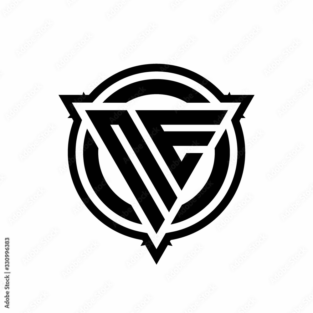 NE logo with triangle shape and circle with outline rounded design template NE logo with triangle shape and circle with outline rounded design template