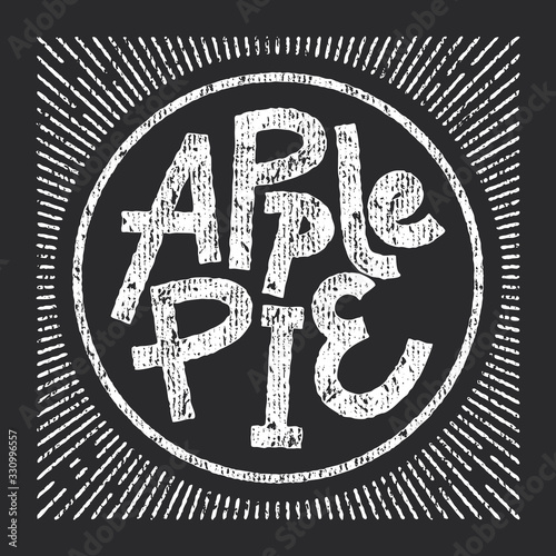 Apple pie chalk lettering in round shape