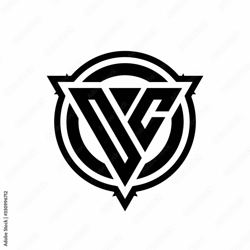 OC logo with triangle shape and circle with outline rounded design template OC logo with triangle shape and circle with outline rounded design template