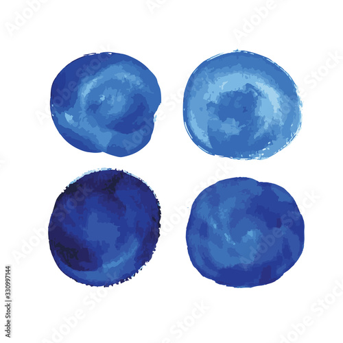 Vector of Circle Blue Watercolor Painted Brush