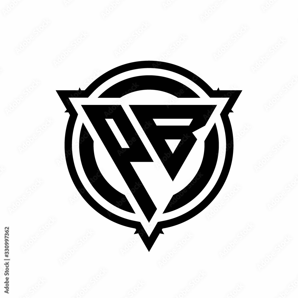 PB logo with triangle shape and circle with outline rounded design template PB logo with triangle shape and circle with outline rounded design template