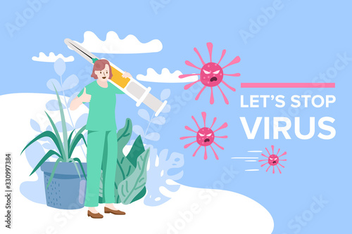 People with vaccine for virus. Vector Illustration