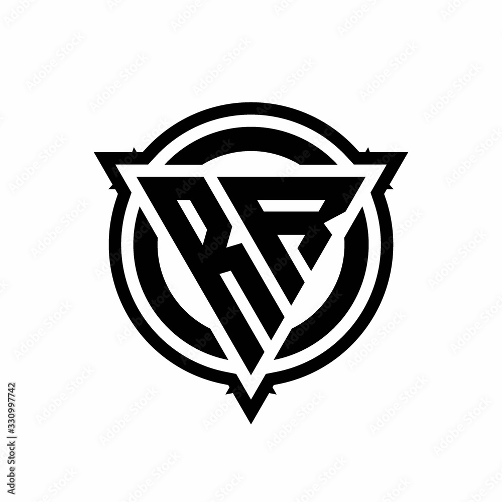 RR logo with triangle shape and circle with outline rounded design ...