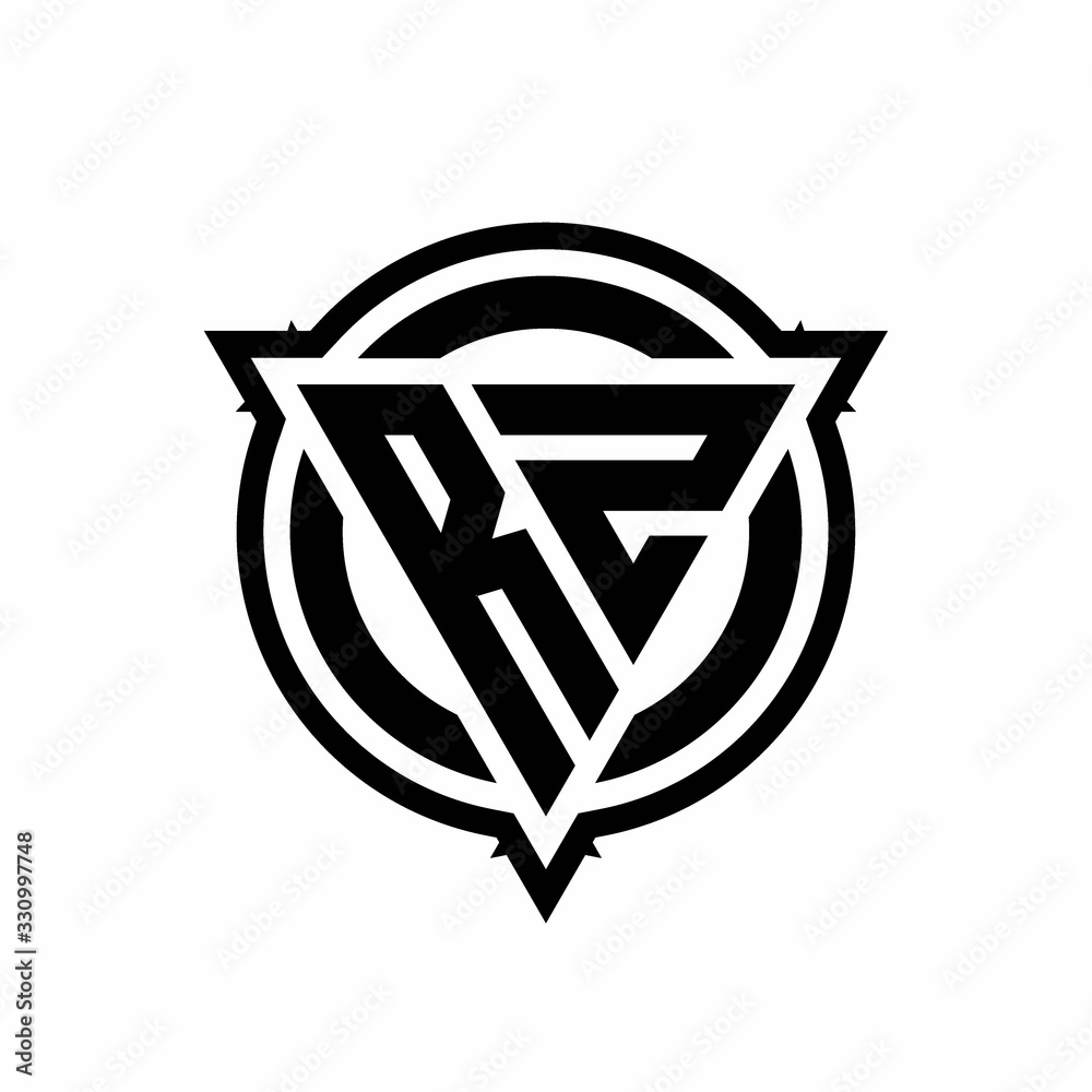 RZ logo with triangle shape and circle with outline rounded design ...