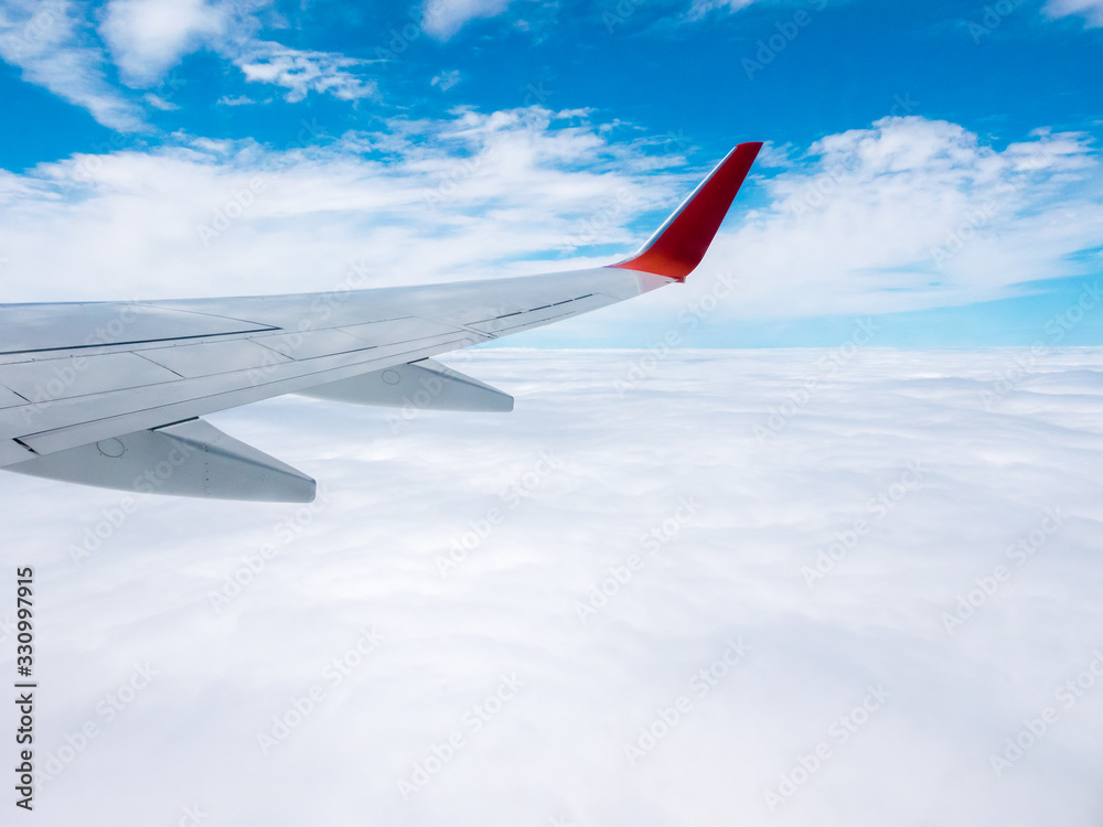 View from the airplane porthole. Travel concept View from the airplane porthole. Travel concept