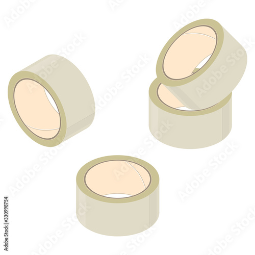 Roll of adhesive tape, isometric design. 3D Render. Vector illustration.