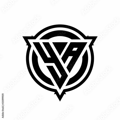 YA logo with triangle shape and circle with outline rounded design template