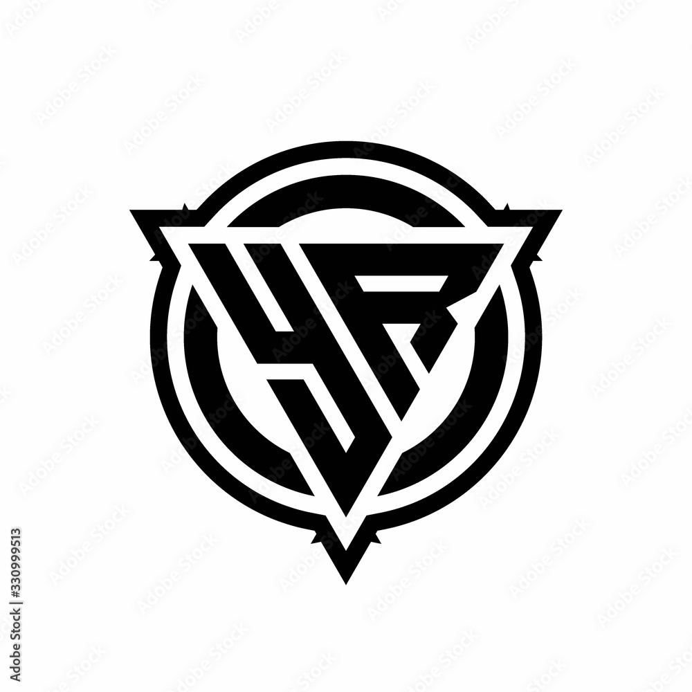 YR logo with triangle shape and circle with outline rounded design template YR logo with triangle shape and circle with outline rounded design template