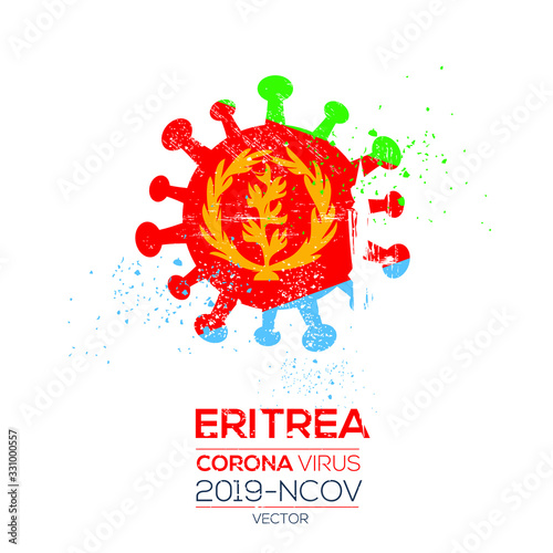 Eritrea flag with corona virus Symbol, (2019-nCoV), vector illustration.