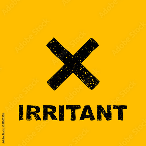 Yellow irritant sign. Vector illustration isolated on yellow.
