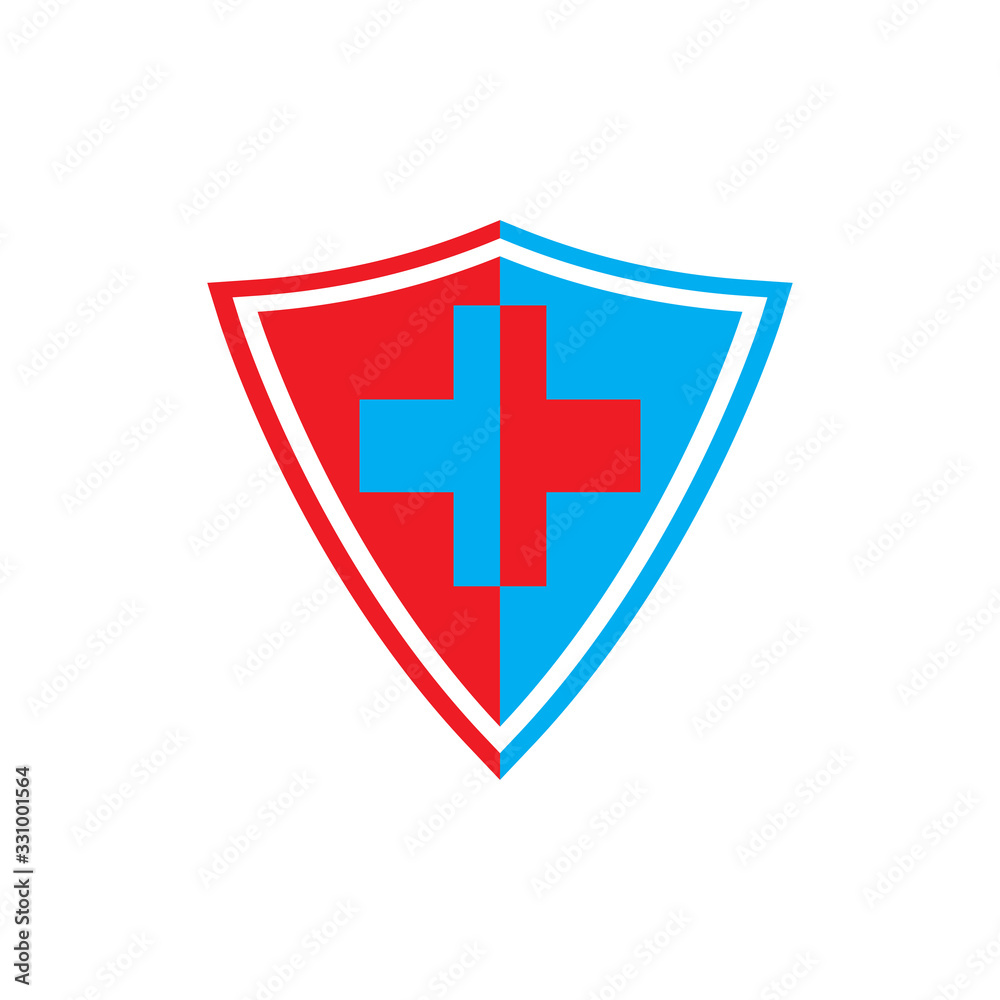 Shield with Plus Medical protection logo design vector Shield with Plus Medical protection logo design vector