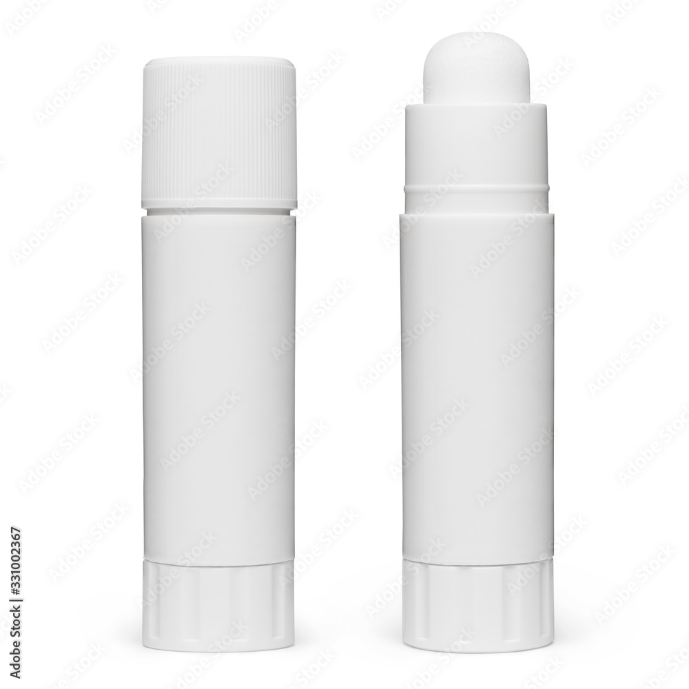 Closed and open glue stick, isolated on white background Closed and open glue stick, isolated on white background