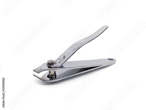 Close up of nail clipper or nail cutter isolated on white background.