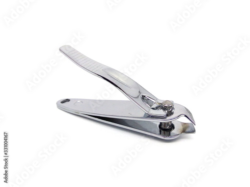 Close up of nail clipper or nail cutter isolated on white background.