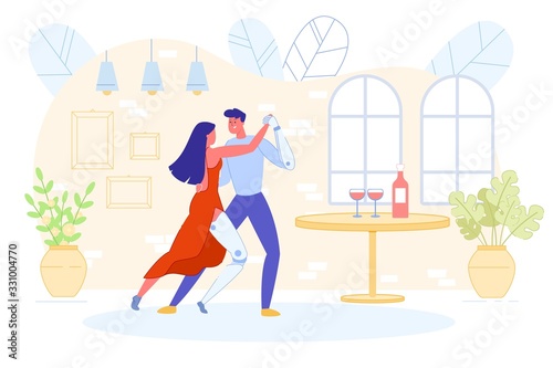 Disabled Romantic Couple with Prostheses Dancing.