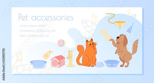 Flat Banner Lettering Pet Accessories, Cartoon.