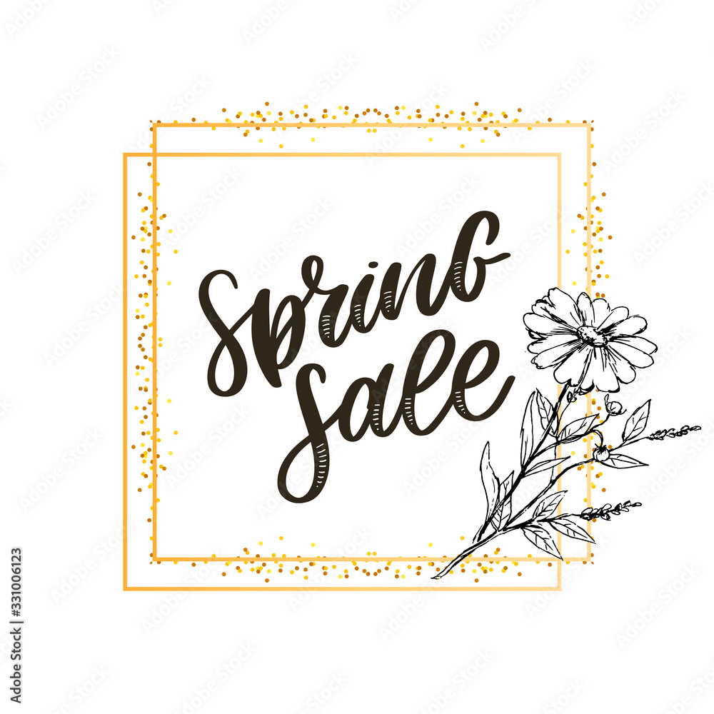 Spring sale Vector word sale .Letters made of flowers and leaves on a white background.