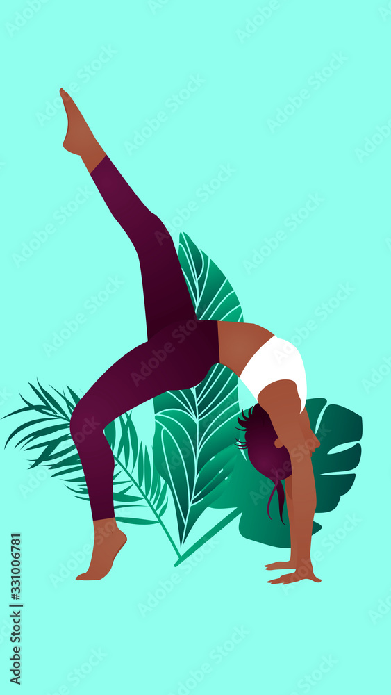 The young girl doing yoga