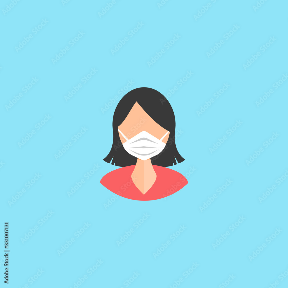 Woman's face in a medical protective mask. Quarantine. covid 2019 coronavirus Woman's face in a medical protective mask. Quarantine. covid 2019 coronavirus