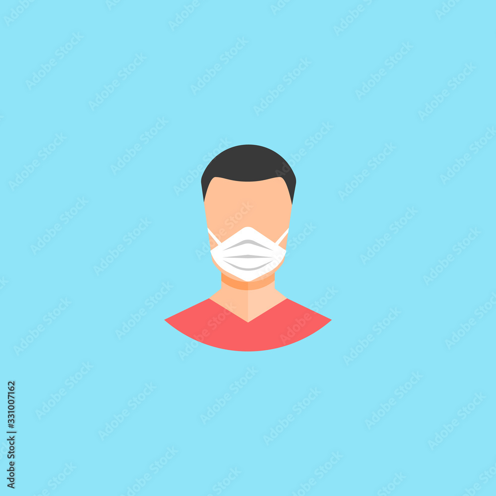 man face in a medical protective mask. Quarantine. covid 2019 coronavirus