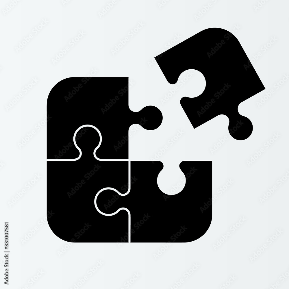Four piece flat puzzle. Section compare service banner. Four piece flat puzzle. Section compare service banner.