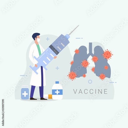 Doctor giving vaccine for sufferers Novel Coronavirus vector illustration