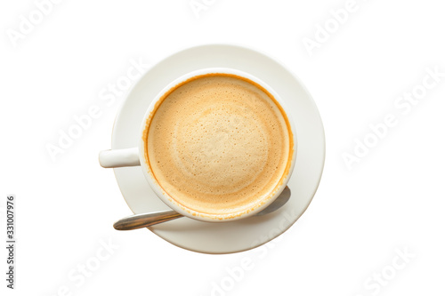 latte coffee cup on white background with clipping path