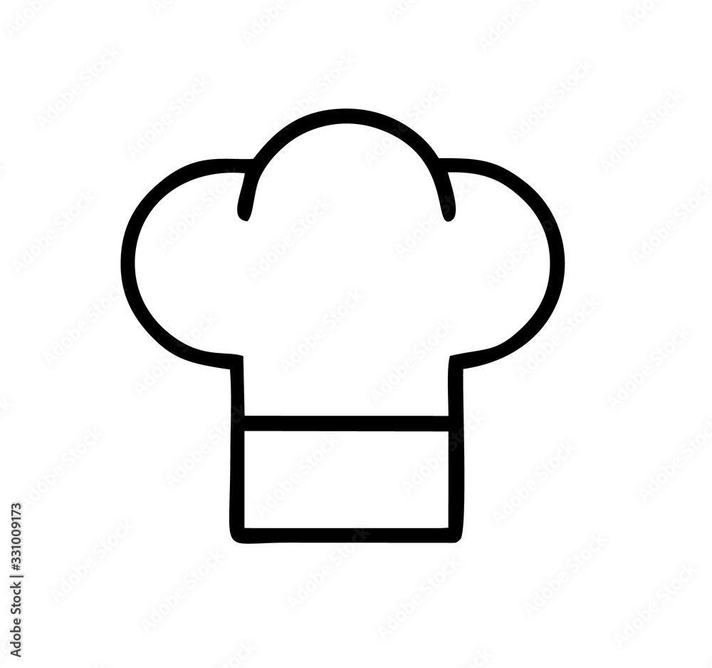 Bakers or cooks hat or cap in black and white vector isolated for logo, sign, apps or website Bakers or cooks hat or cap in black and white vector isolated for logo, sign, apps or website