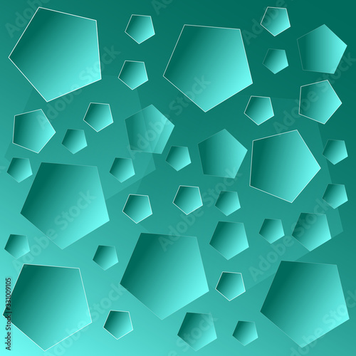 3D Quadrate Tapete - Fototapete Background wallpaper abstract transparent and blue pentagons gradient concept vector