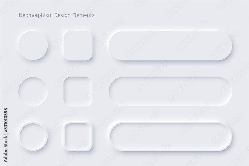 Vector neomorphism design white buttons or slider