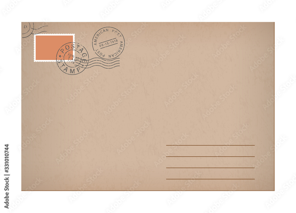 Vector realistic mockup vintage envelope marks