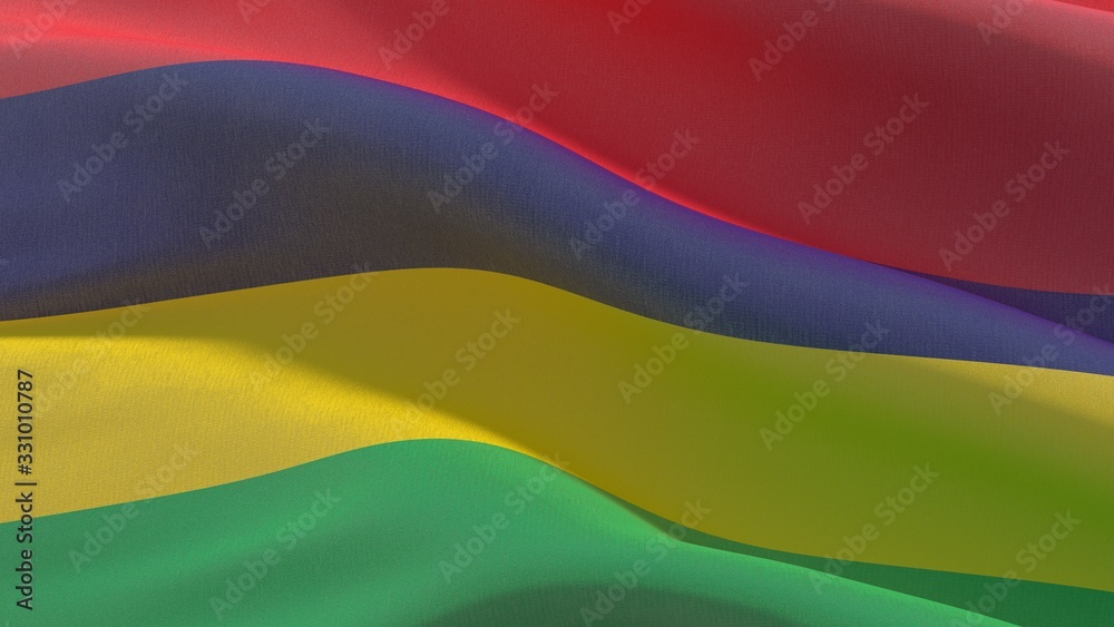 Waving flags of the world - flag of Mauritius. 3D illustration. Waving flags of the world - flag of Mauritius. 3D illustration.