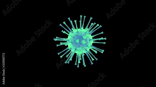 3D render of a isolated coronavirus (2019-ncov) floating on black background