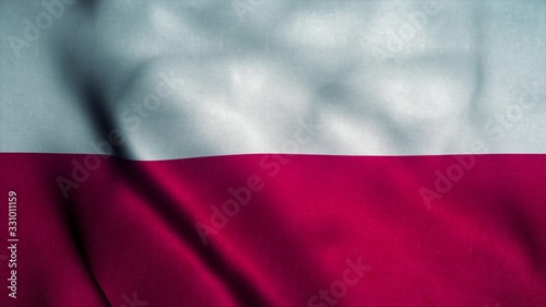 Poland flag waving in the wind. National flag of Poland. Sign of Poland. 3d illustration
