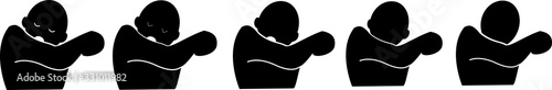 Sneeze or Cough into your elbow, not your hands to avoid, prevent spreading germs and viruses, icons, vector illustration.