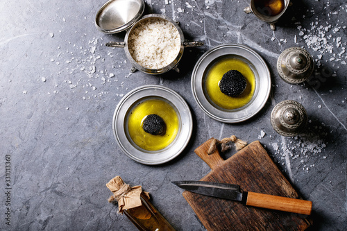 Truffle mushroom with oil