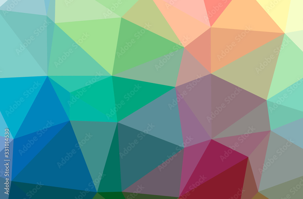 Fototapeta Illustration of abstract Blue, Orange And Green horizontal low poly background. Beautiful polygon design pattern.