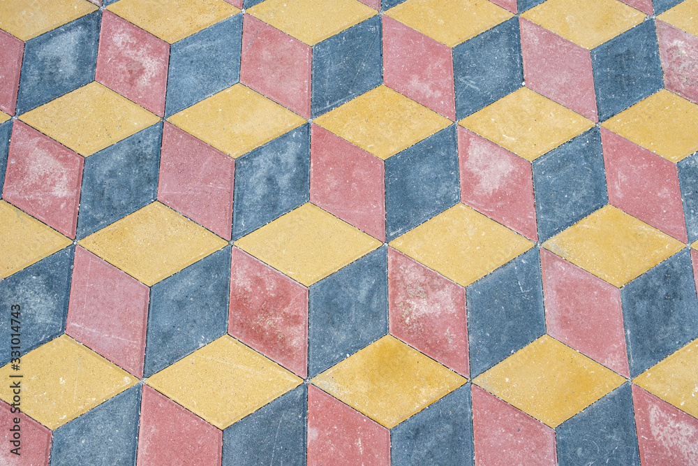 paving slabs in the form of cubes top view