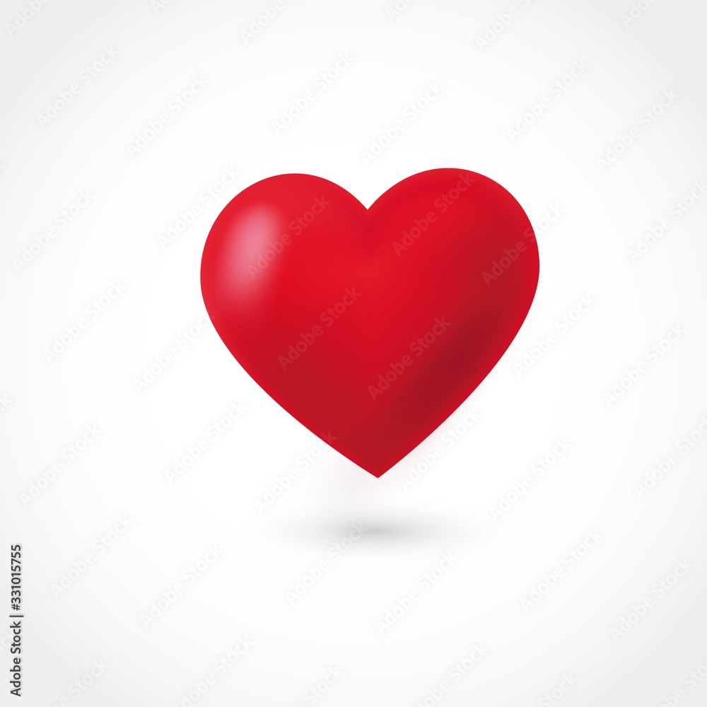 Red realistic heart. Isolated. Vector Illustration