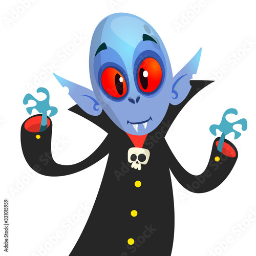 Cute cartoon vampire smiling. Vector illustration isolated