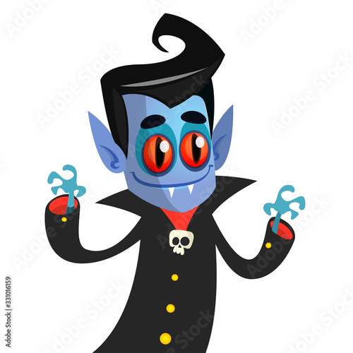 Cute cartoon vampire smiling. Vector illustration isolated